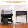 Custom Pack 2 Steel Folding Luggage Rack 3-Layered Double Tiers Storage Shelf Modern Standing Type Suitcase Stand