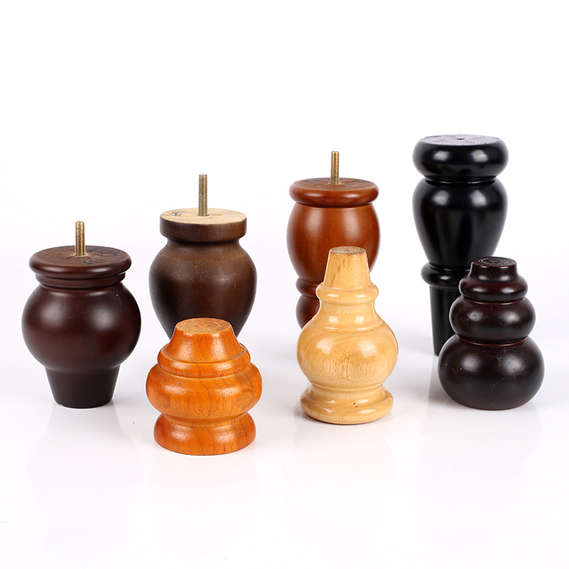 Sofa with gourd-shaped wooden legs