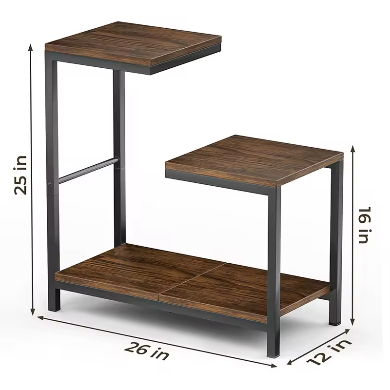 OEM & ODM G-Shaped End Small Side Table for Bedroom Living Room Bedside Table Storage Shelf for Small Spaces Bedroom Furniture