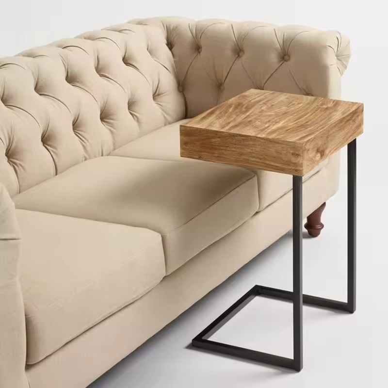 Custom Antique Bedroom Nightstand Contemporary Design Metal and Wood Coffee Table with Drawer for Living Room and Bedroom Use