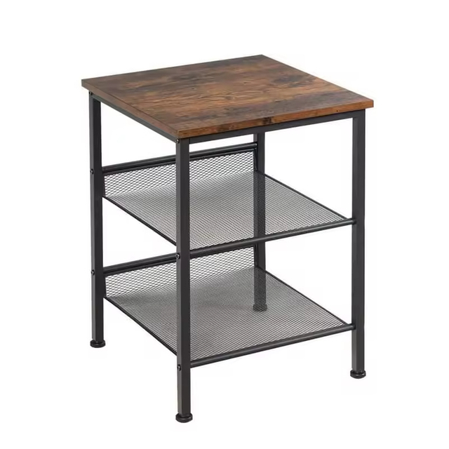 Factory ODM OEM 3-Layers Living Room Bedroom Office Side Table Nightstand 2 Adjustable Shelves Contemporary Design for Dining