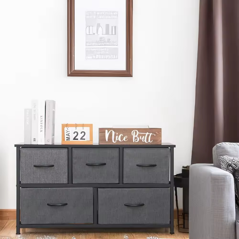 ODM OEM 5 Drawers LivingRoom Bedroom Storage Organizer Fabric Dresser