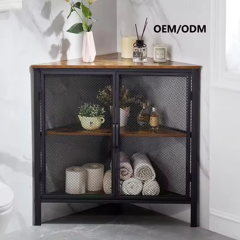 ODM OEM 3-Tier Metal Frame Shelves 20 In. X 20 In. X 27.6 In. Mesh Protection Door Contemporary Dining Corner Storage Organizer