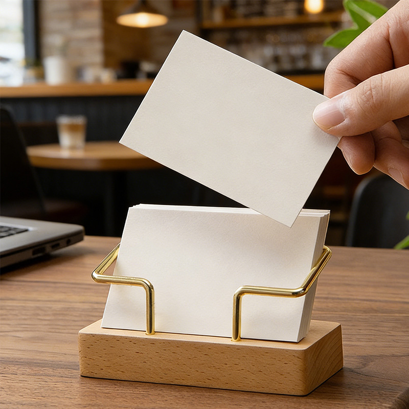 Solid wood business card box