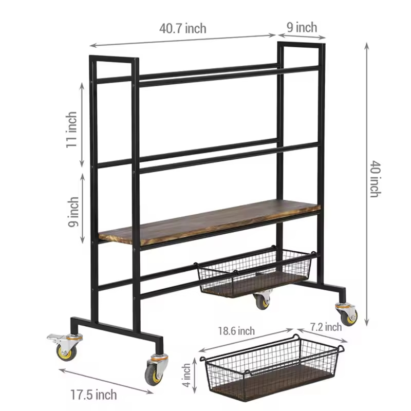 Factory Custom Wheeled 4-Tier Carbon Steel Strong Load-Bearing Modern Garage Organizer Home Gym Fitness Equipment Storage Rack