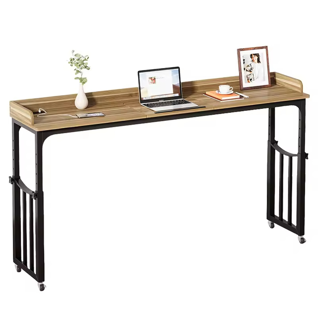 Adjustable Over-bed Rolling Desk USB Charging Station Height-Adjustable for Small Spaces Contemporary Design Wood Villa Hotel