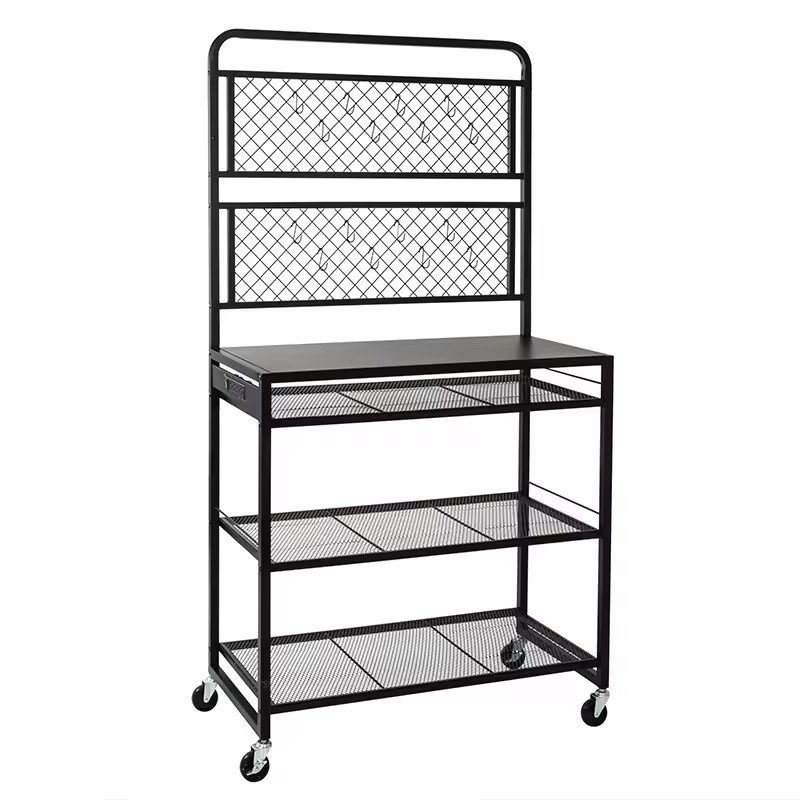 Factory Custom Steel Heavy Duty 3-Tier Wall-Mounted Tool Organizer Shelving Unit Strong Load-Bearing Capacity 18x38x71.25 Inches