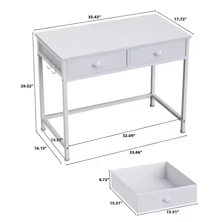 Wholesale 36 Inch Small Computer Desk 2 Drawers High Quality Living Room Furniture Metal and Wood Strong Load-bearing CapacityWholesale 36 Inch Small Computer Desk 2 Drawers High Quality Living Room F