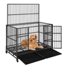 48'' XXL Indestructible Foldable Dog Crate 2 Lockable Doors Removable Metal Trays Wheels Extra Home Storage Organization