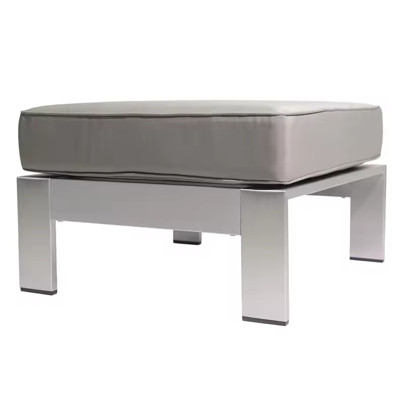 Manufacturer Custom Silver Upholstered Coral Cushioned Aluminum Modern Bedroom Living Room Furniture Sofa Ottoman