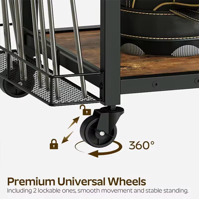 Factory Custom Rolling Club Shelves Organizer Golf Storage Stand Rack Wheels Carbon Steel Detachable Design for Golf Equipment