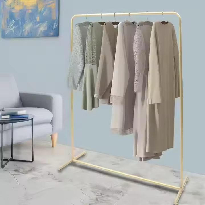 Factory New Style Gold Metal Wood Clothing Rack Detachable Design Waterproof for Wardrobe Bathroom Living Room Display Stand