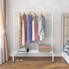 Metal Heavy Duty Waterproof Foldable Detachable Garment Rack with Top Rod Lower Storage Shelf for Bathroom Wardrobe Living Room
