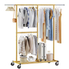OEM & ODM 47.2'' Simple Freestanding Metal and Wood Garment Rack Customizable Wardrobe Space Rack for Bathroom Use