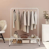 Wholesale Waterproof Double Tier Eco-Friendly Movable Wood+Metal Rack Wheels for Home Storage Wardrobe Bathroom Living Room Use