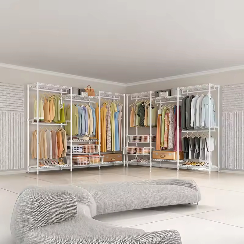 Custom Large Capacity Metal Freestanding Garment Rack for Clothes Storage Organization 3-tier Portable for Living Room Bedroom