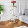 Customized Modern Indoor Home Hotel Garden Furniture Gold Polished Metal Side Table Spiral Design Contemporary End Table New