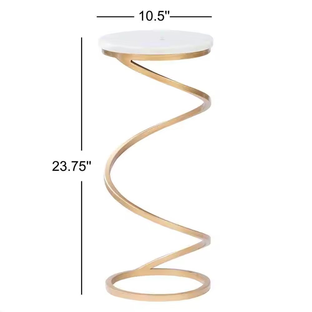 Customized Modern Indoor Home Hotel Garden Furniture Gold Polished Metal Side Table Spiral Design Contemporary End Table New