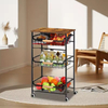OEM/ODM 4-Tier Wood Steel Fruit Vegetable Storage Rolling Cart Power Charging Kitchen Living Room Islands Carts Wheels Factory