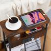 Commercial 3Tier Charging Table USB Ports Space-Saving End Table & Nightstand Multi-Scene Storage Shelf for Home/Hotel/Office