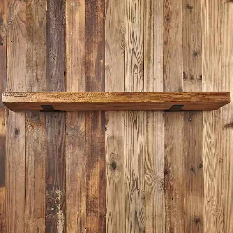 Modern Wooden Rectangle Shelves 15cm Depth with Metal Wall Brackets Functional Stylish Home Organization Solution 