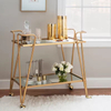 Modern Hotel Trolley Indoor/Outdoor Gold Folding Metal Rolling Multifunction Serving Bar Cart for Kitchen Living Room & Bathroom
