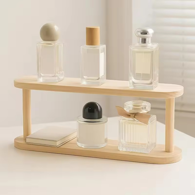 3-Tier Solid Wood Modern Display Shelf Model 20251010 for Home Cafe Use Store Showcase Perfumes Action Figures Black