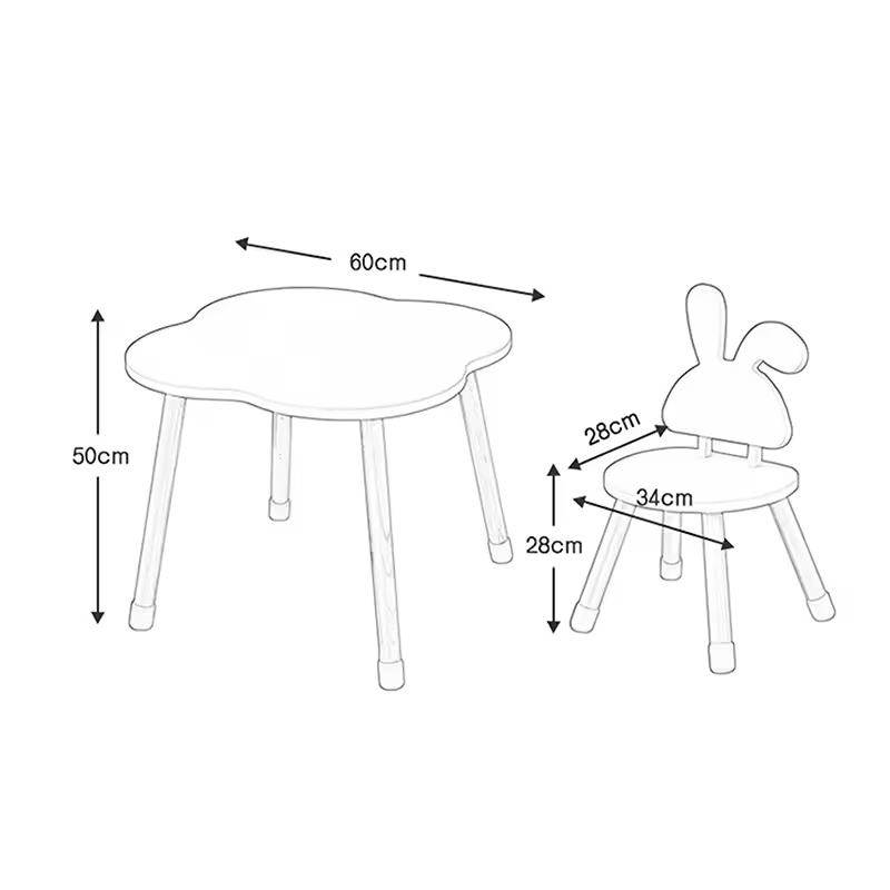 Children Bedroom Furniture Modern Durable Wood Study Reading Table for Kids Party and Chairs