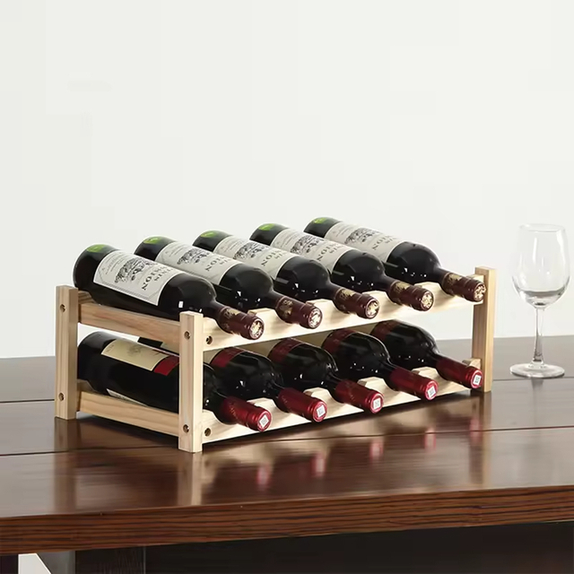 Rustic Wine Rack Wood Wine Bottle Rack Organizer Wooden Wine Storage Display Holder