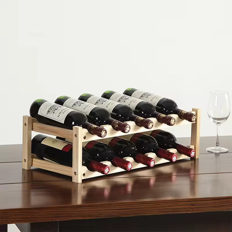 Rustic Wine Rack Wood Wine Bottle Rack Organizer Wooden Wine Storage Display Holder