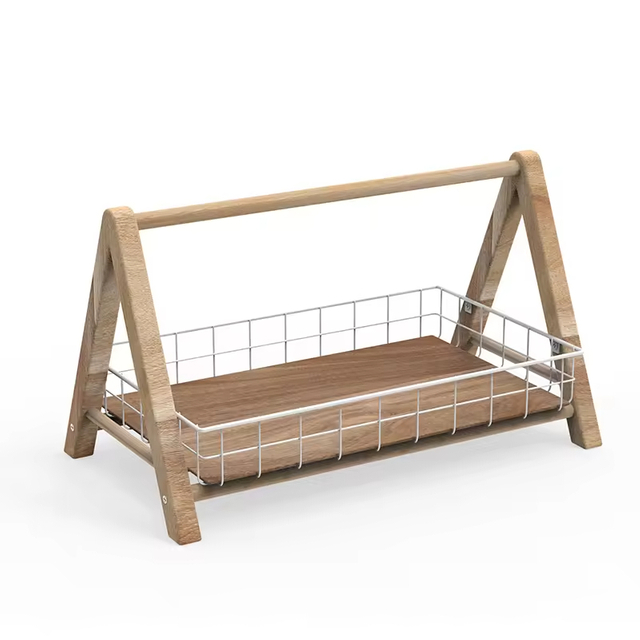 Natural Handmade Bamboo Meal Containers Bread Rack Wooden Swing Shape Design Organizer Rack