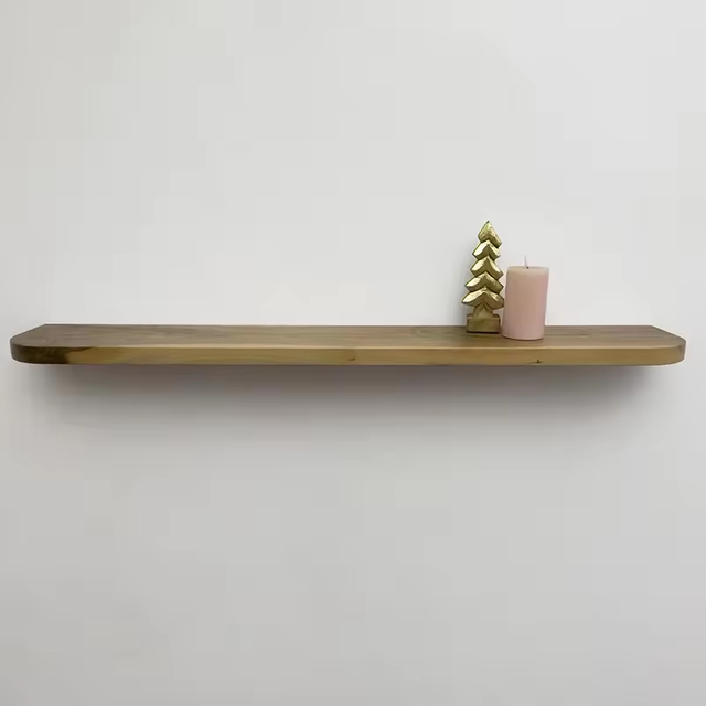 Custom Modern Rectangle Live Edge Hardwood Shelves Bathroom Kitchen Rack with Bracket Long Book Floating Shelf