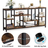 OEM&ODM 70.9 In. Brown 35.8 In. Height Rectangle Wood & Metal Rotating Console Table for Sofa with 3 Shelves Wardrobe Storage