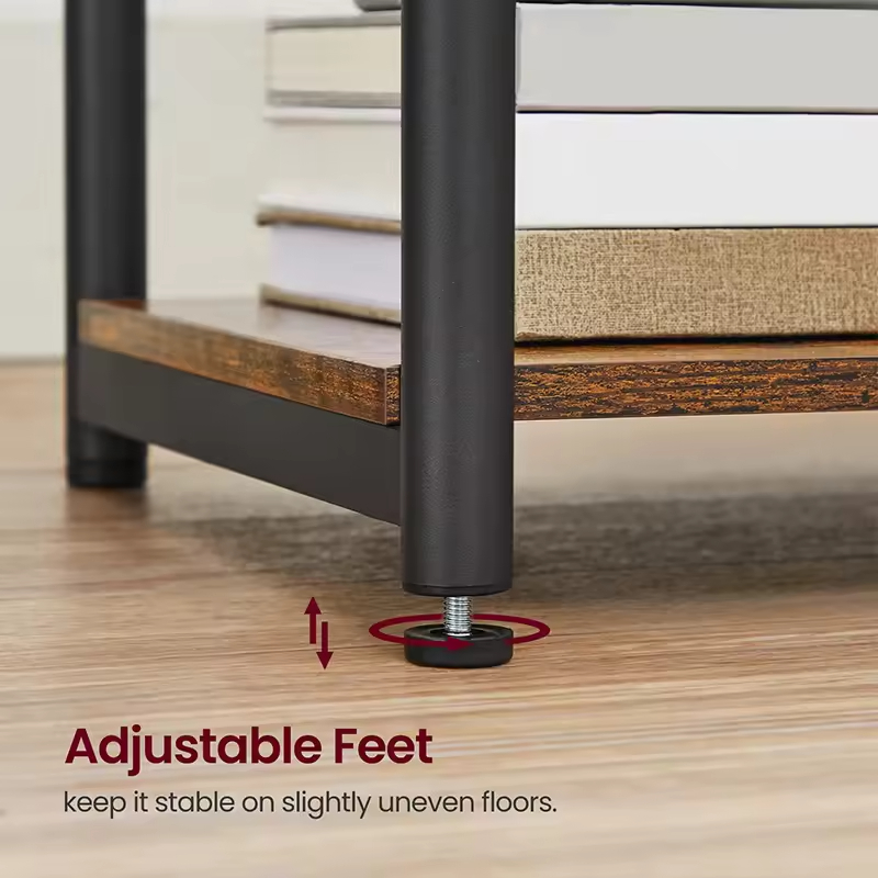 Modern 3-Tier 3-Port Solid Wood USB Charging Nightstand Side Table Plug-in Outlets Living Room Bedroom End Table Charging