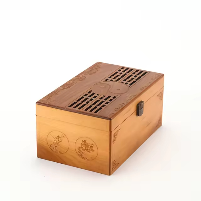Durable Space-Saving Wooden Hollow Storage Box with Lock Modern Design for Home Decoration Jewelry Organizer