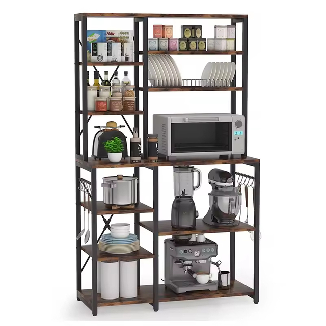 Hot Selling 6-Tier Kitchen Storage Shelf with Hutch and Shelves Custom Factory Fast Delivery for Kitchen Baker's Rack Storage