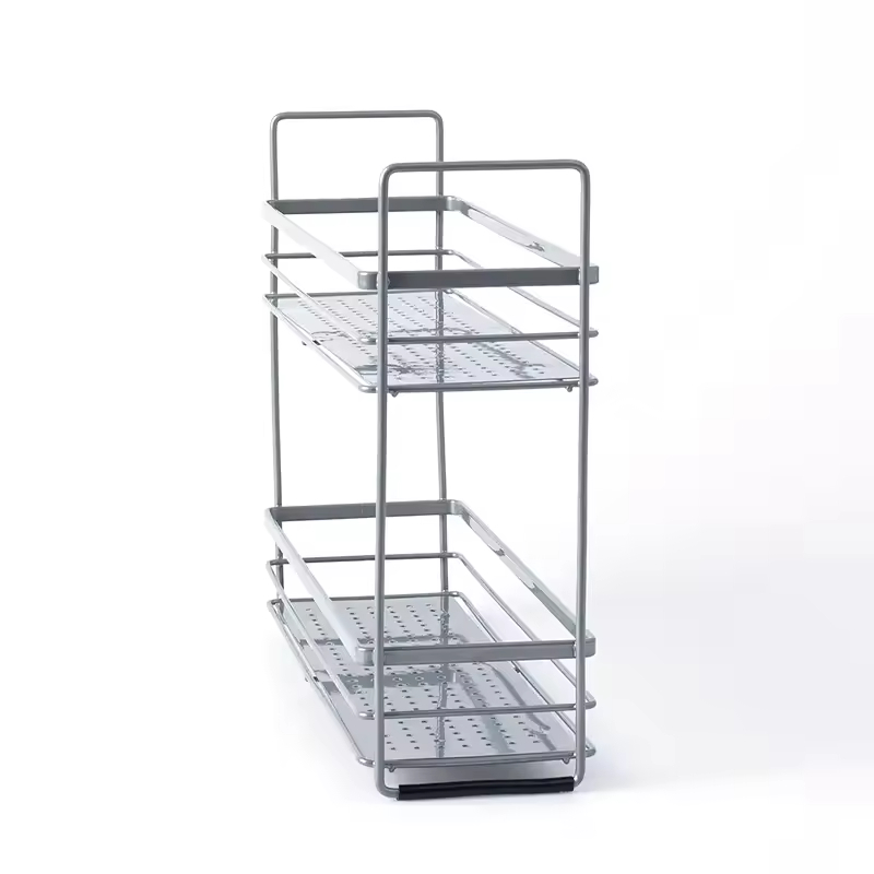 Hot-Selling Eco-Friendly Carbon Steel Floor Type Single-Tier Seasoning Rack Home Kitchen Storage Shelf Organizer with Spice Rack