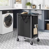 Custom 140L 2 Section Rolling Laundry Basket Steel Frame Handle Removable Liner Wheeled Blanket Storage Bathroom 600D Oxford
