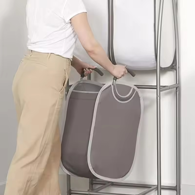 White/Charcoal Durable Eco-Friendly Fabric Stackable Storage Bins Secure Lid for Home Kitchen Bathroom Beverage Food Tableware