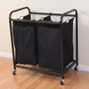 ODM OEM Household Rolling Laundry Hamper 2-Bag Storage Box for Bathroom or Living Room Customizable with Wheels
