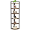OEM & ODM 71-Inch Metal Wood Spine Shaped 6-Shelf Strong Load-Bearing Corner Bookcase for Living Room Easy Installation Storage
