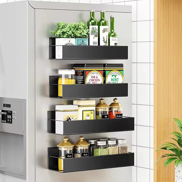 Custom Magnetic Smart Kitchen Rack Organizer Multi-Functional Stainless Steel Towel Hook Magnetic Smart Kitchen Rack