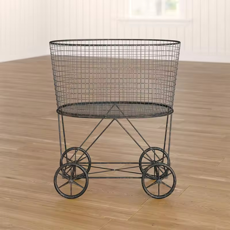 ODM OEM Laundry Basket with Wheels Laundry Hamper Cart Iron Laundry Basket