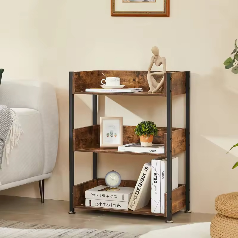 Factory Customizable Iron Etagere Bookcase Sofa End Table Freestanding Storage Rack for Books Toys & Phones in Living Room