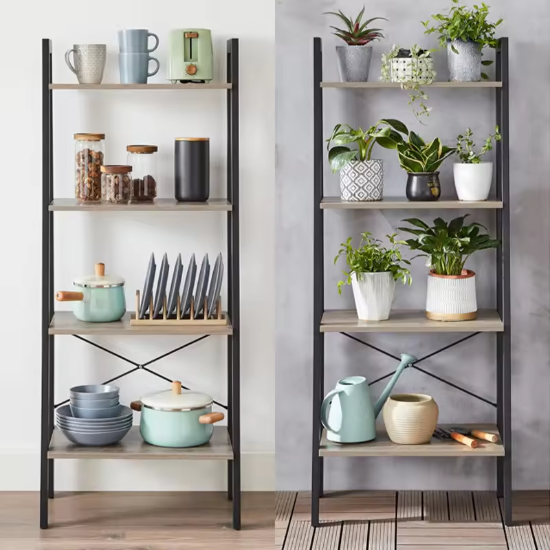 Factory Customizable 4-Layer Storage Shelf Bookcase 54.1'' H x 22'' W x 13.4'' D for Living Room Bedroom Office