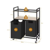 Custom Rustic Rolling Laundry Center with 2 Divided Shelves Factory-Built Bathroom Organizer and Storage Hamper for Clothing