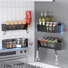 Custom Wall Mounted Fridge Shelves with 2 Spiral Holder and 8 Hooks for Kitchen and Stove Magnetic Refrigerator Spice Rack