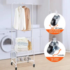 Heavy-Duty Metal Laundry Cart with 4 Wheels Hanging Rack Mobile Bathroom Organizer Commercial Laundry Hamper for Hotel Apartment