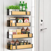 Metal 4 Pack Magnetic Spice Storage Rack Organizer for Refrigerator and Oven, Black Fridge Organizers and Storage