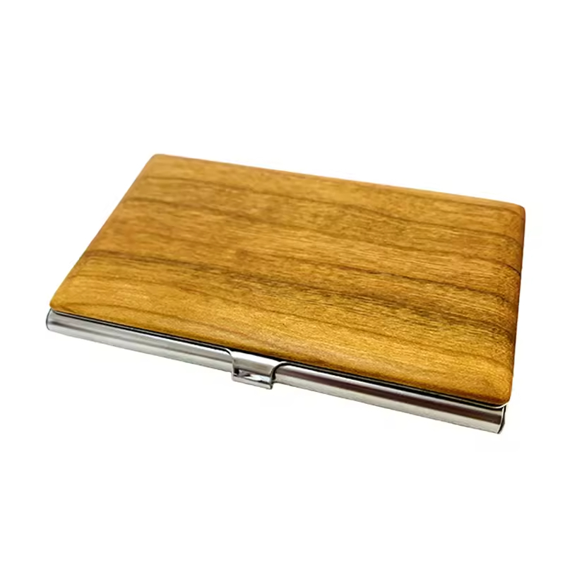 Wholesale Modern Customizable Color Black Walnut Durable Easy Charging Credit Card Holder Box Engraved Logo Promotion Gift